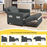 Yaheetech Sleeper Sofa Chair Bed 3 in 1 Adjustable Dark Gray Fabric view 5