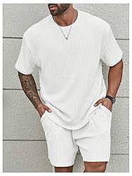 RoseSeek Men's 2 Piece Outfits Textured Drop
