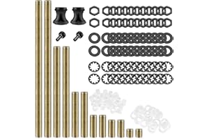 GOOCHAN Lamp Repair Hardware Assortment,All Thread Pipe Lamp Rod,includes Lamp Nipples,Coupling Pipe Connectors,Switch Knobs,Washers & Lock Nuts (Black Color/Including 12 Inch Lamp Rod Kit, 136)