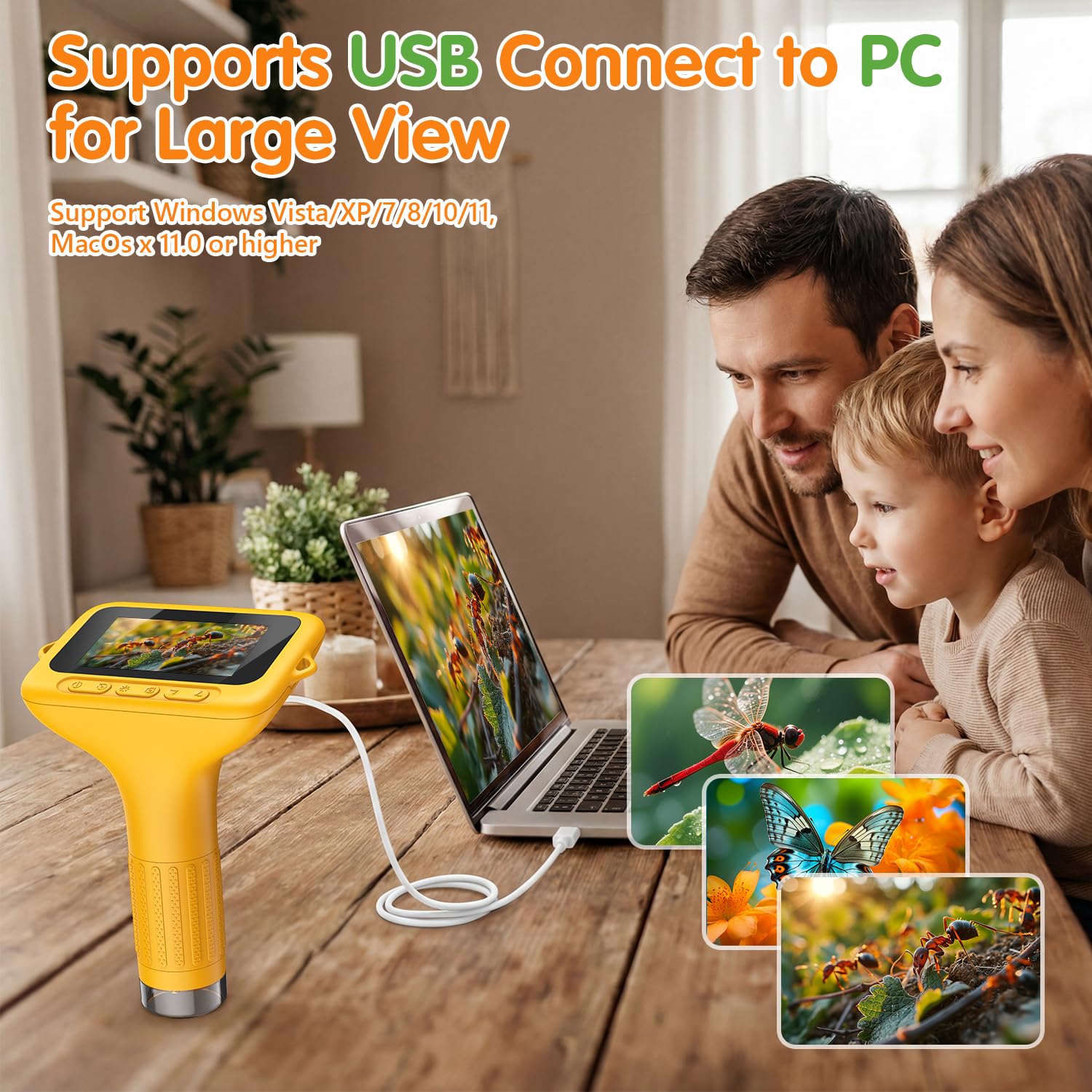 Eyoushow Mikroskop für Kinder, 1080P HD 3.0" IPS Bildschirm Taschenmikroskop, mit 8 LED Licht, 1000X Vergrößert, Digital Microscope Wissenschaft Bildung Spaß Geburtstagsgeschenke 3-12 Jahre Kinder 5