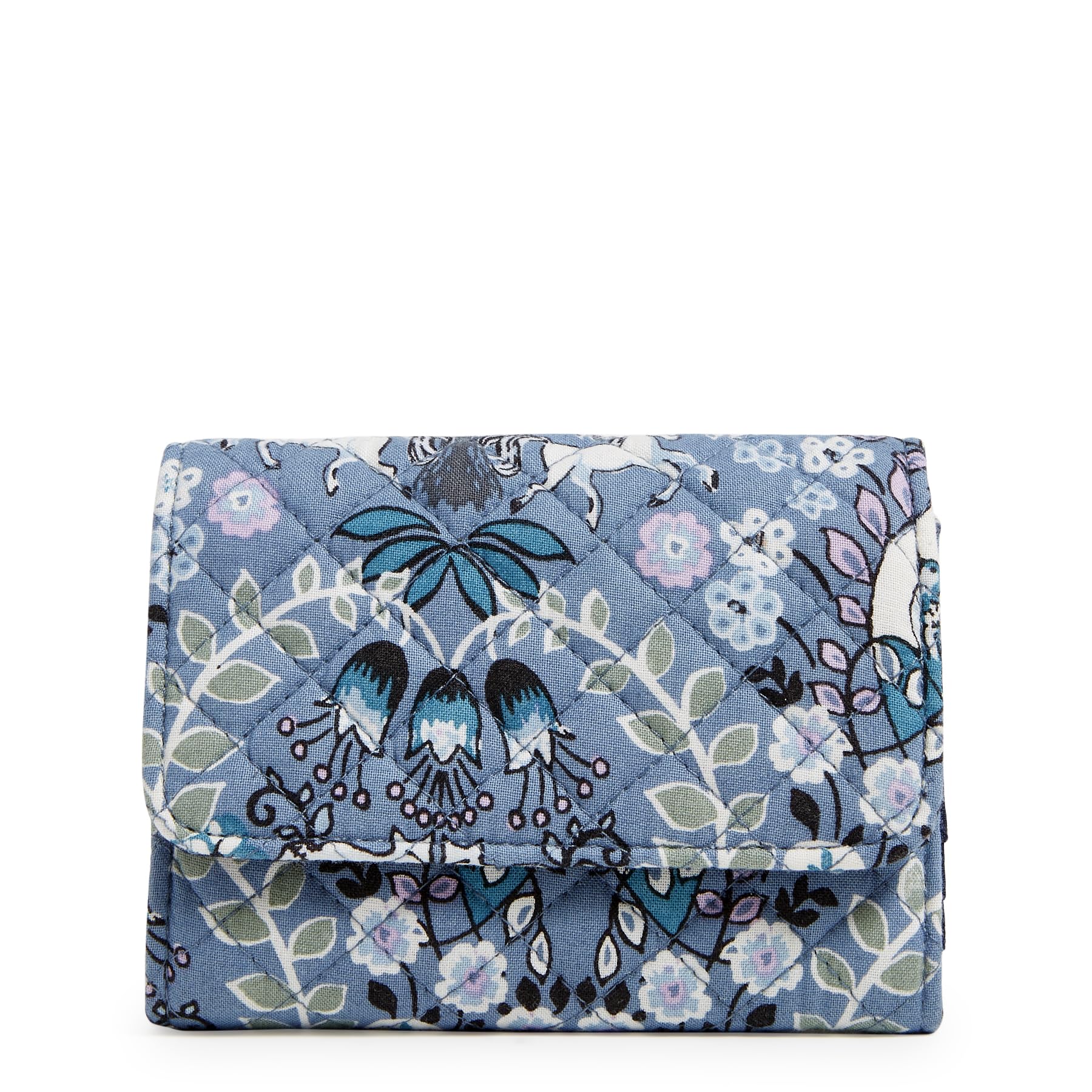 Vera Bradley Women’s Cotton Riley Compact Wallet With Rfid Protection, Enchantment Blue, One Size