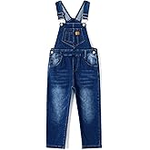 KIDSCOOL SPACE Girls Denim Overalls, Bibs Washed Stretchy Jeans Jumpsuit
