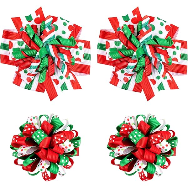 2Pcs Numbers Print Hair Bow Clips - Pink Glitter Colorful Flamingo
