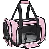 NextFri Soft Sided Carrier for Cats Dogs,TSA Airline Approved Collapsible Travel Pet Carrier (Pink, Medium)