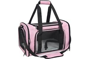 NextFri Soft Sided Carrier for Cats Dogs,TSA Airline Approved Collapsible Travel Pet Carrier (Pink, Medium)