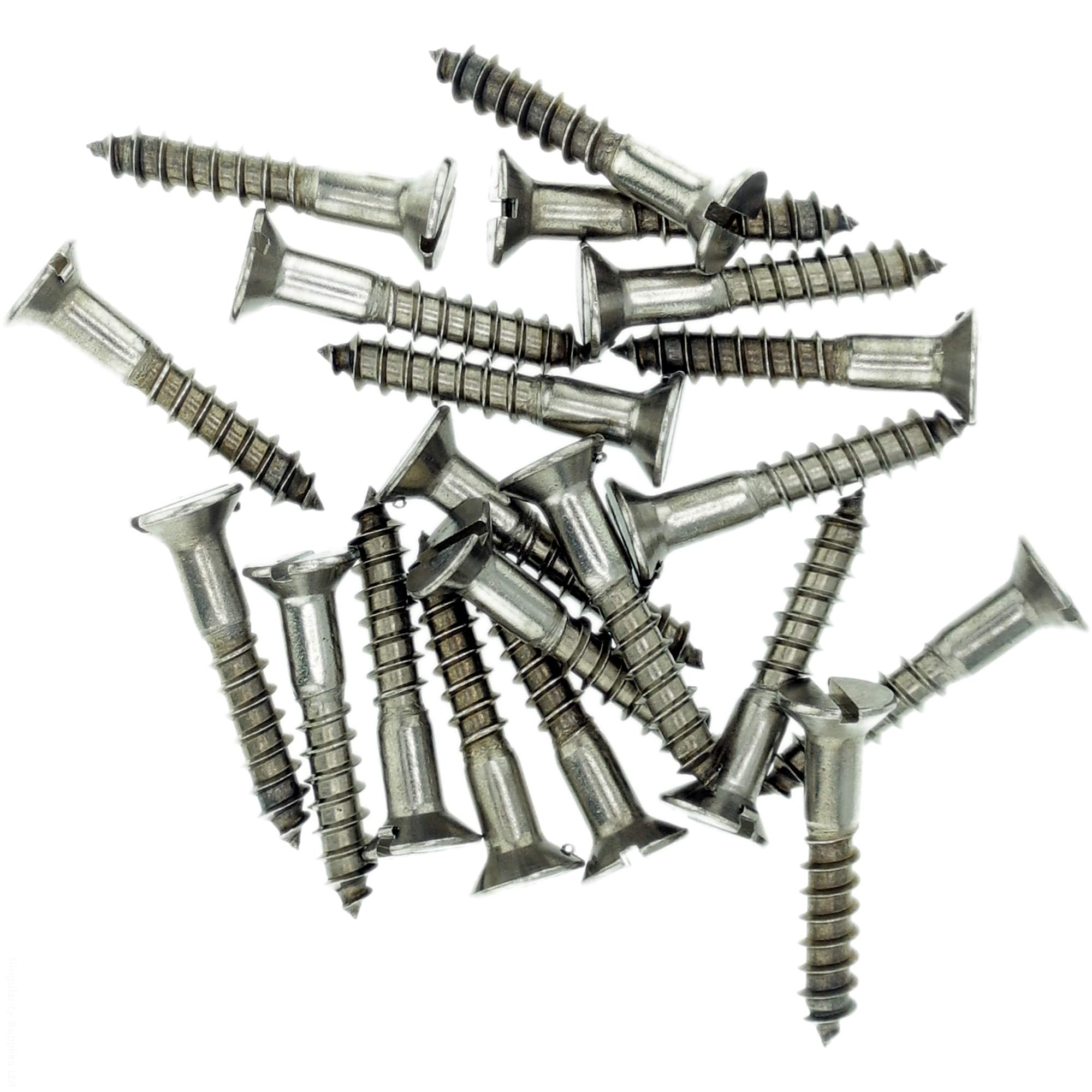 No.10 x 0.63 (5.0mm x 16mm) Slot Countersunk Wood Screw - Stainless Steel (A2) (Pack of 20)