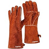 Cxqunzon Leather Welding Gloves - Thick Premium Cow Split Leather, Heat Resistant, Welding, Grilling, BBQ & Fireplace