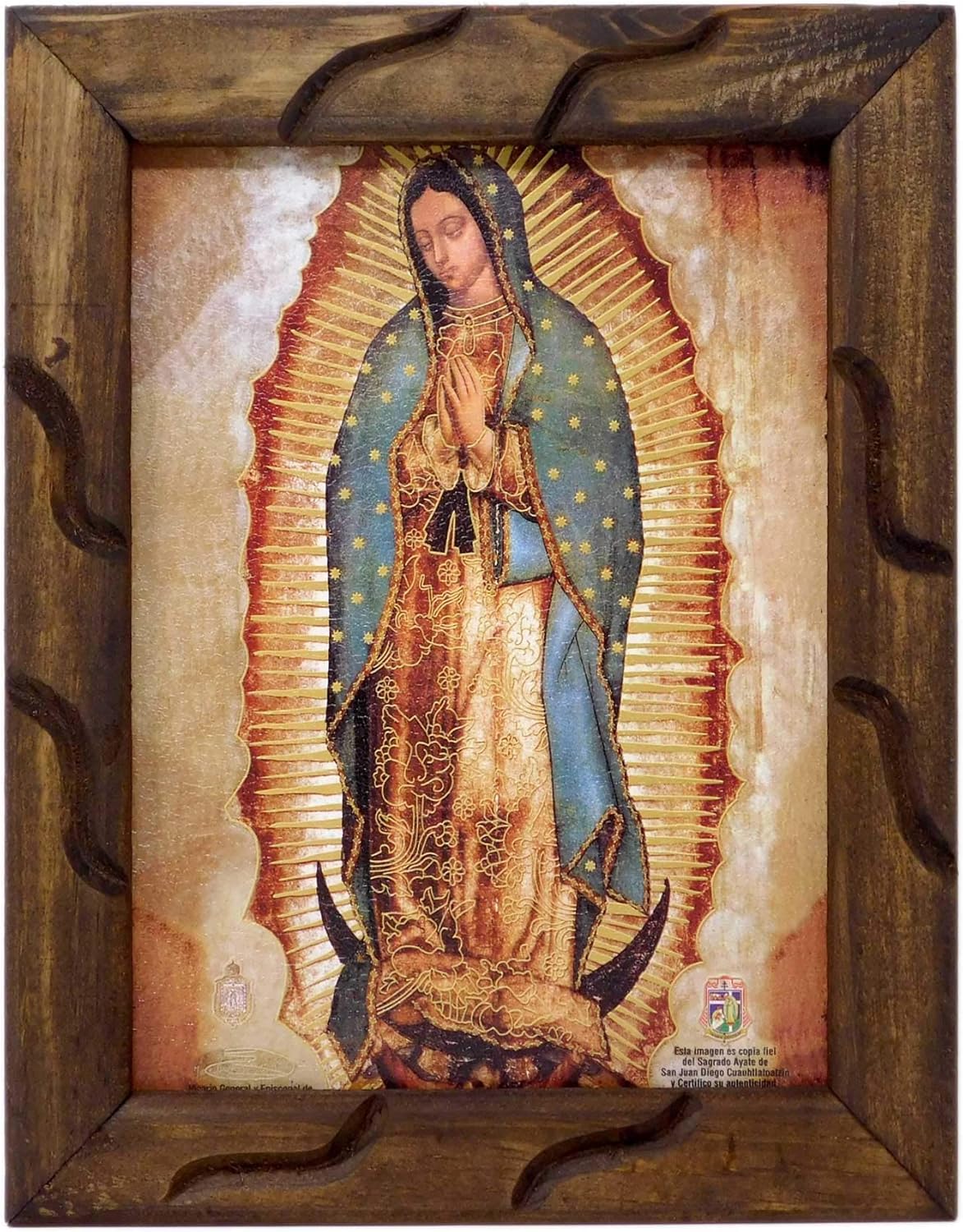 Paintings - ValuueMax Our Lady of Guadalupe Image, Similar to an Oil Painting, on a 12 Inch Rustic Frame #VM-75144