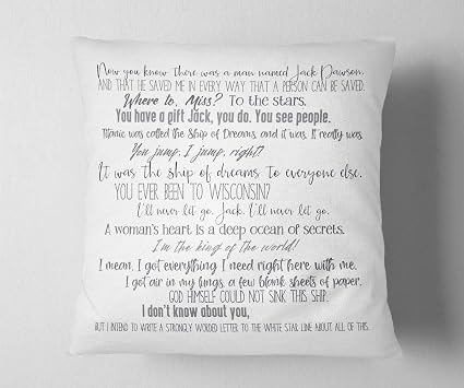 Sp567encer Housse De Coussin Inspiree Du Film Titanic Avec Citations De Film Rose Et Jack Amazon Fr Cuisine Maison