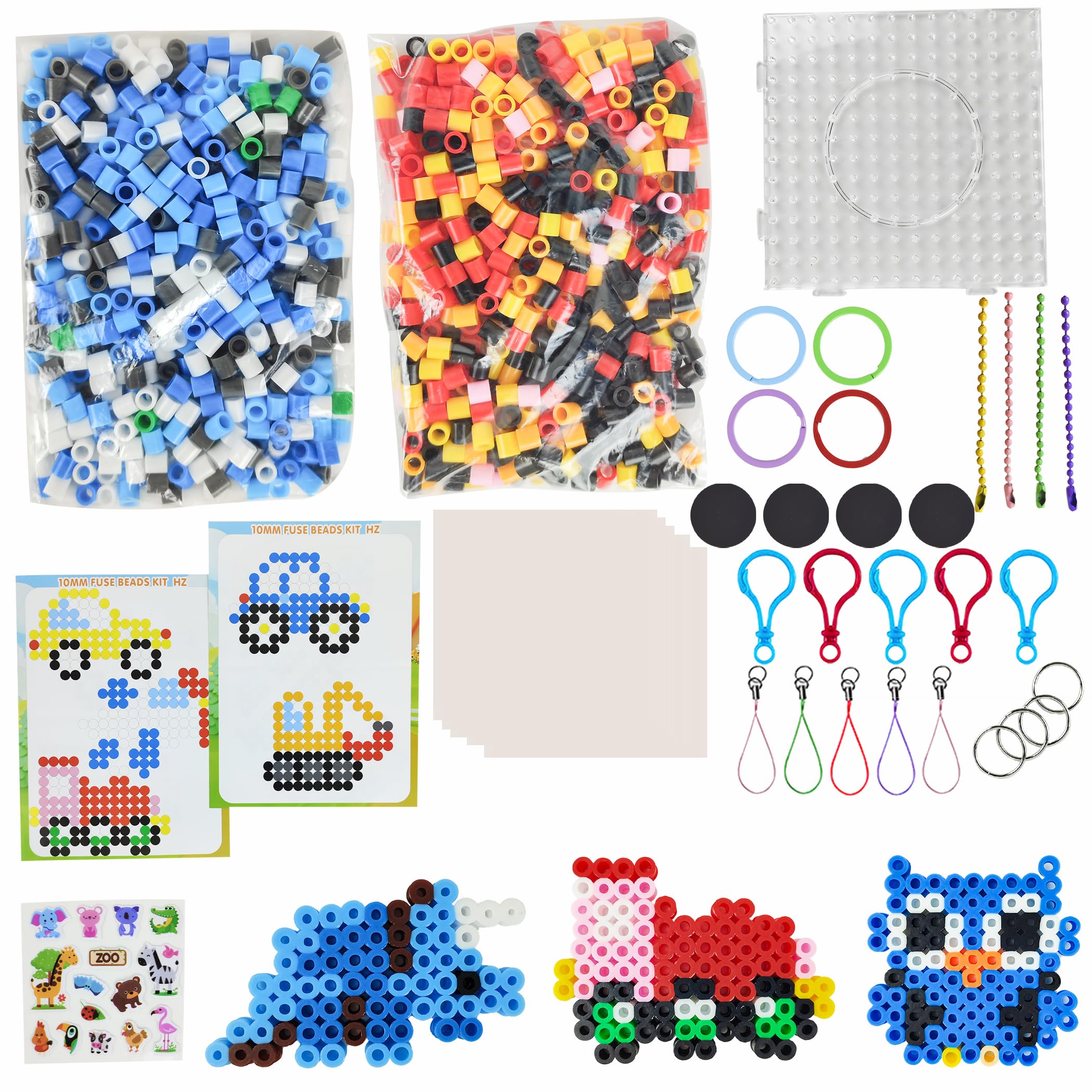 Yowamho 10mm Fuse Beads Kit - 1000 Pcs Big Iron Beads Set, Art Crafts Set for Kids Ages 6+, Girls Boys Gift, Easter Christmas Birthday Present.(Transportation Series)