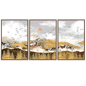 SIGNWIN 3 Piece Framed Canvas Wall Art Abstract...
