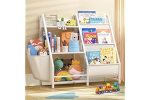 KINEMBOLD Kids Bookshelf and Toy Storage, Montessori Toddler Bookshelf for Kids, Baby Bookcase Toy Storage Organizer for Kids Rooms, Playroom, Bedroom, Nursery