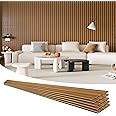 Art3d 94.5" x 7.9" Acoustic Slat Wood Wall and Ceiling Panels, 4 Pieces, Fluted Modern Sound Absorbing Panels, Teak