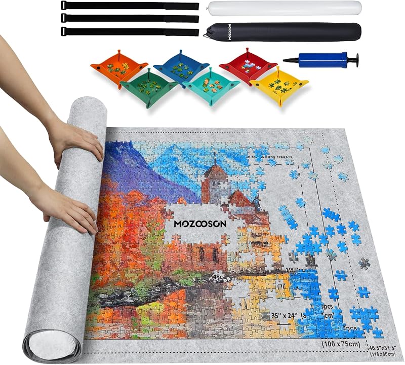MOZOOSON Jigsaw Mat 118x80cm for 1000 1500 2000 Piece Puzzles Felt Roll