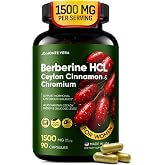 MONTE VERA Berberine HCL 1500mg with Ceylon Cinnamon &amp; Chromium 90 Capsules | Lab Tested, Steady Energy For Women and Men, Vegan, Non-GMO, Gluten-Free, 120 Days Supply Made in USA