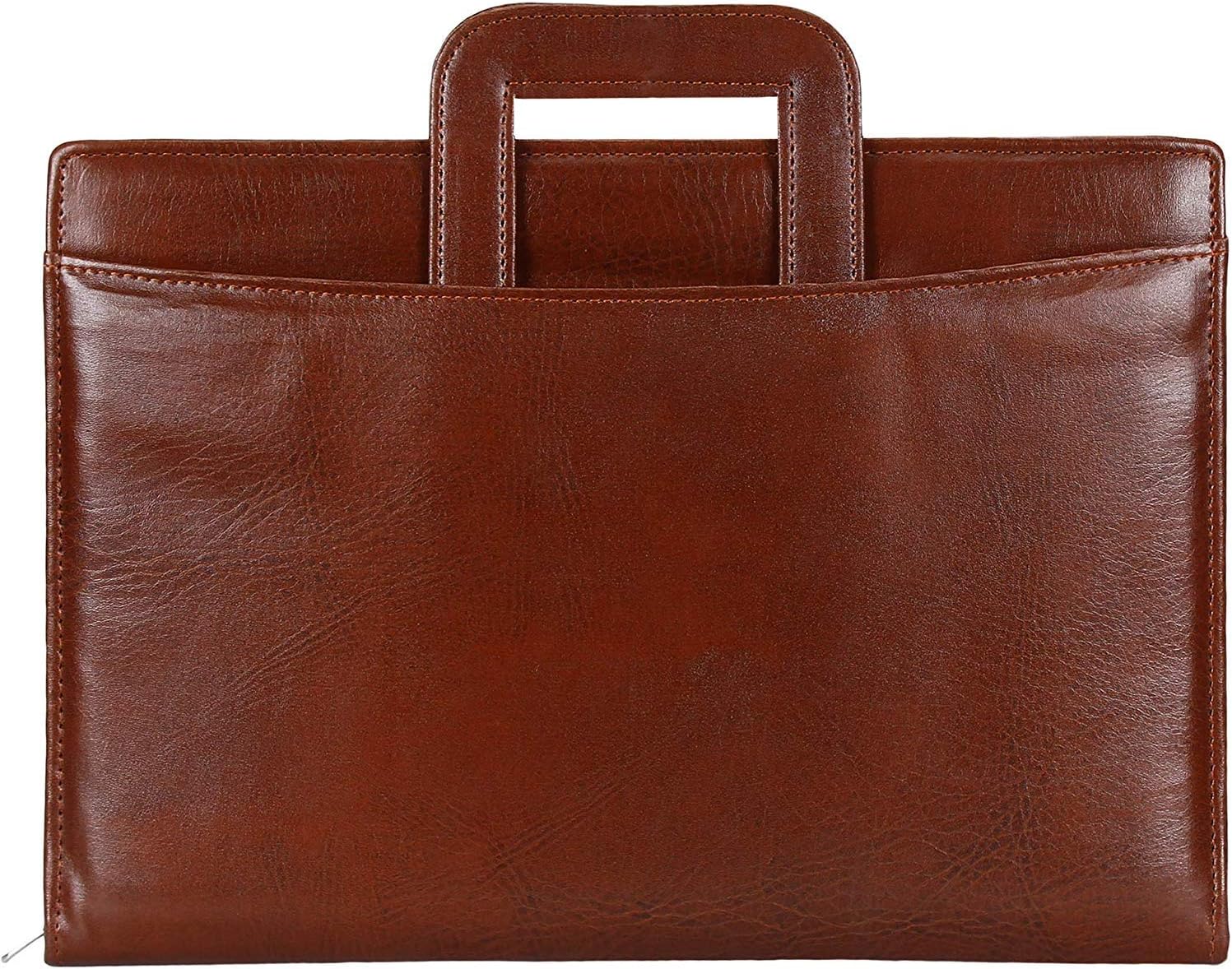 JAYKALLeatherette Material Professional File Folders for Certificates, Document Bag with Adjustable Handles - Size: FS (Brown, Leafs: Without Leafs)