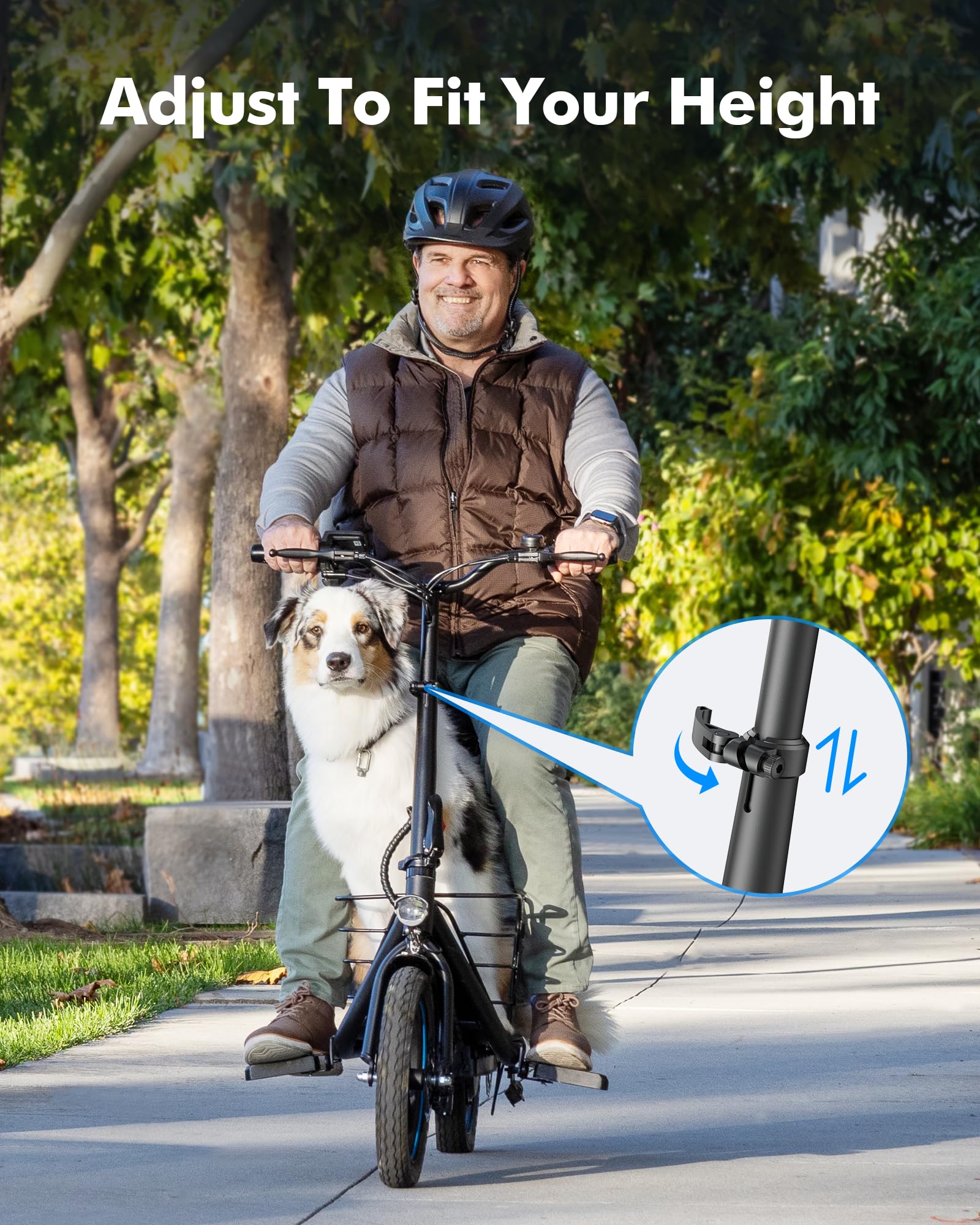 Gyroor C1 Plus Electric Scooter for Adults with Seat & Pet Basket - 30 Miles Range 650W Motor 48V 13.5Ah Battery 18.6MPH 14