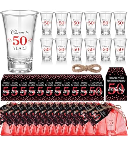 Sliner 48 Pack Birthday Shot Glasses Bulk Unbreakable 1.4 Oz
