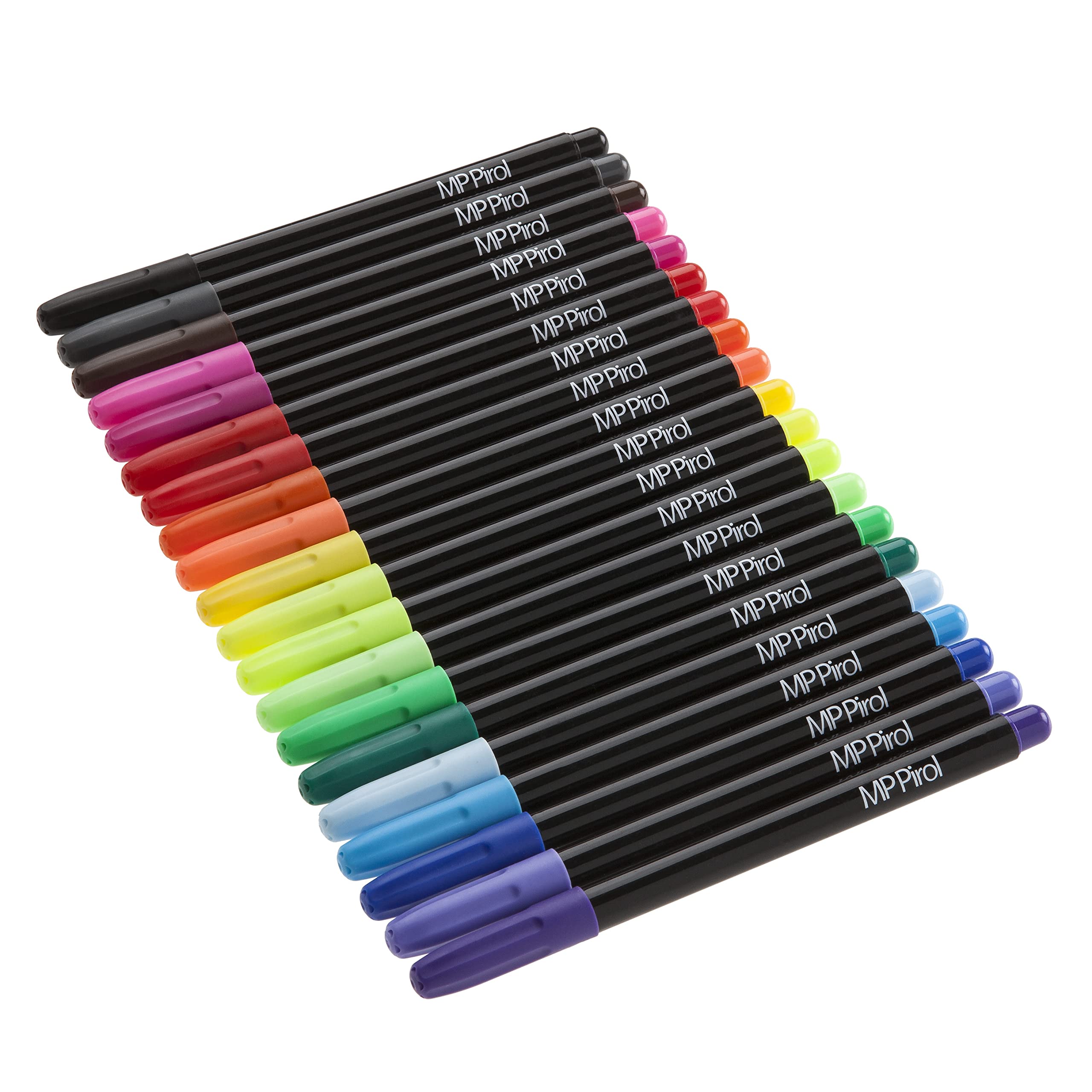 MP Pirol Set of 20 Fabric Markers - Washing Resist Quick Drying Non-Toxic and Permanent with Fine Tips Perfect for T-Shirts Shoes Bags Paper Complete with Textile Pencil Case Bonus
