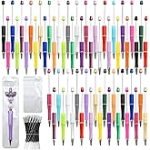DASTTUIS 150 Pieces DIY Beadable Pen Kit &ndash; 50 Plastic Ballpoint Pens with Refills &amp; Bags, Beads Not Included &ndash; School Supplies, Office Accessories &amp; Craft Gifts for Students &amp; Teachers (Multicolor)