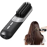 Cordless Hair Styling Brush 2-in-1 AI Smart Styler Fast Heat 30 Seconds USB Rechargeable Dual Power LCD Display Portable Travel Comb Includes Pouch (Black)