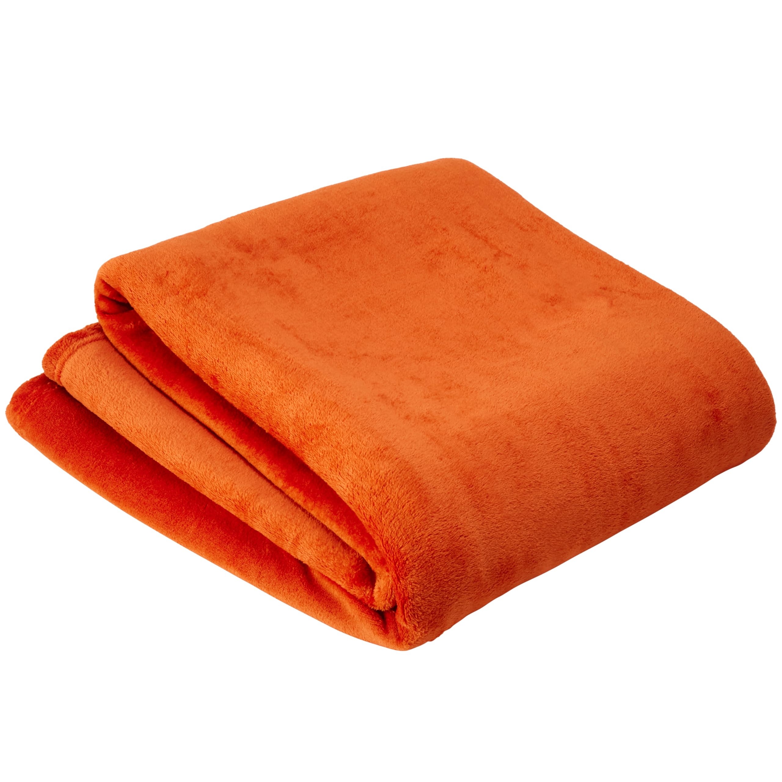 Olivia Rocco Flannel Fleece Throw Blanket Super Soft Warm Fluffy for Bed Sofa Couch Chair Lightweight and Cozy Solid Design, 150 x 200 cm Spice Orange — image 1