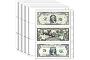 Ettonsun 10 Sheets Paper Money Collection Pages,Currency Sleeves,Currency Holder Collection Supplies Album Pages for Travel Bill Banknote Stamp Paper Souvenirs Storage