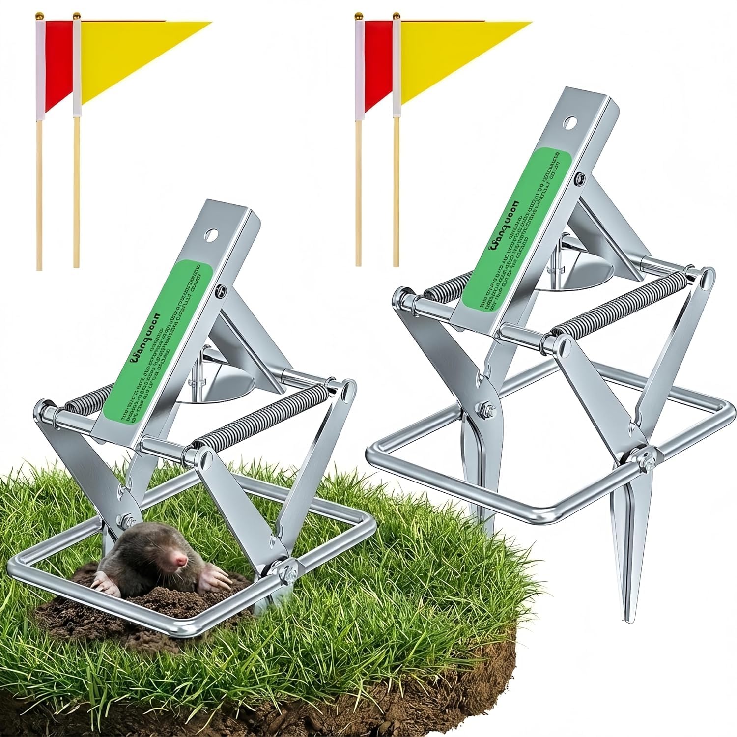 Photo 1 of 2 Pack Mole Traps That Kill Best, Vole Traps Outdoor Use Scissor for Lawns, Mole Trap Easy to Set Galvanized Steel Reusable Quick Capture Gopher