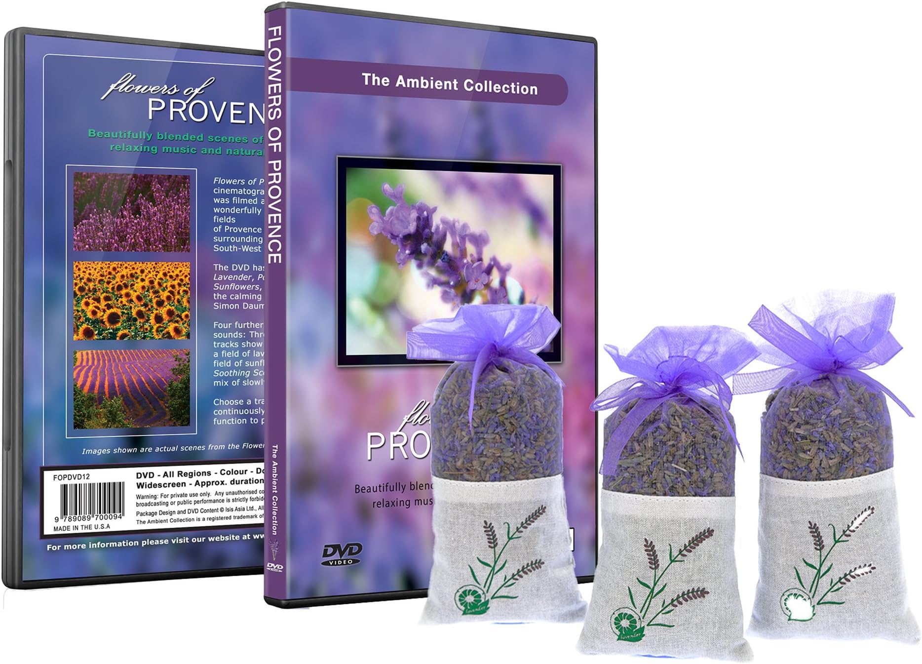 Natural Scent Lavender Fragrance for Aromatherapy - 3 Packs of Dried Lavender Buds Dry Flower 20 Grams with DVD Flowers of Provence