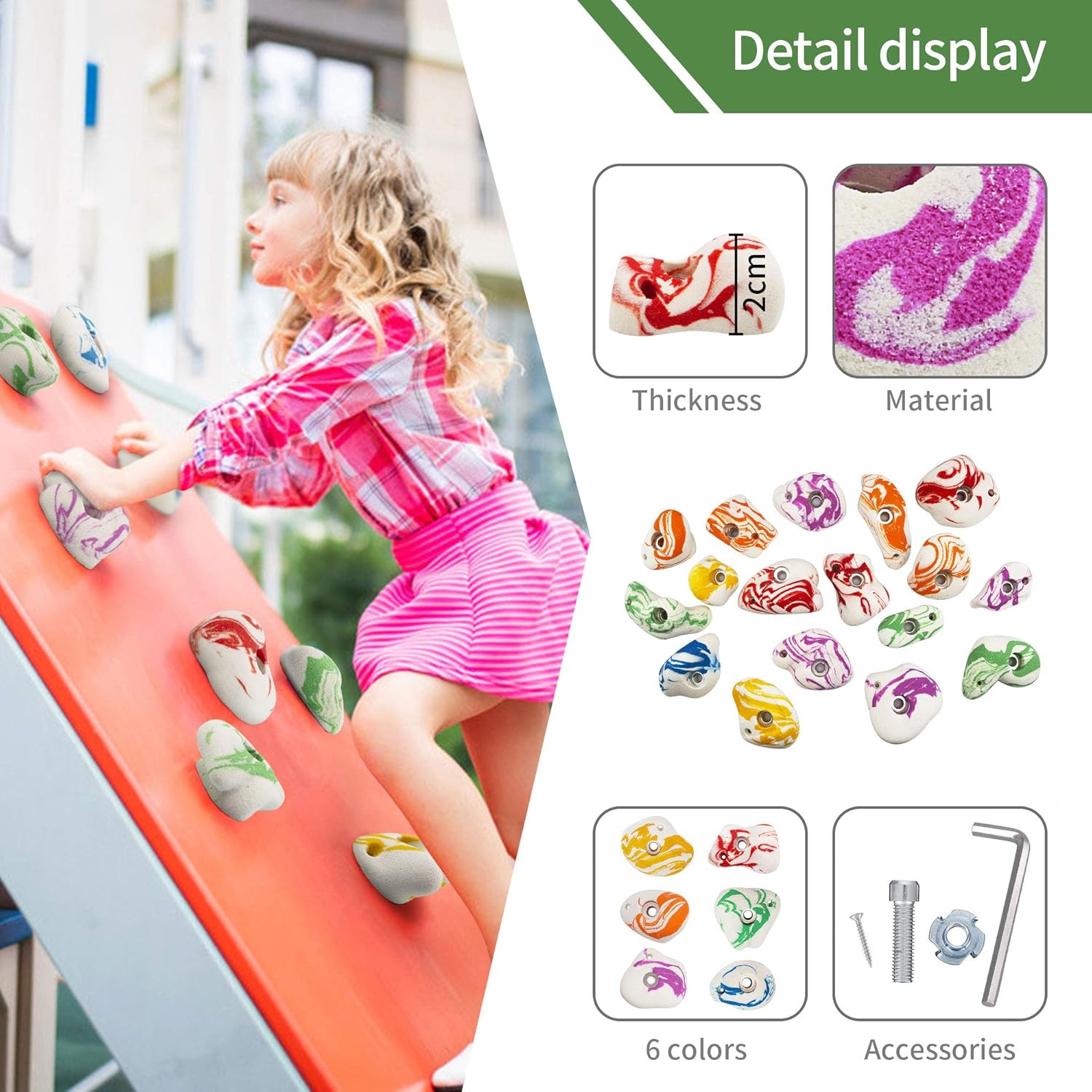BABY FUN 24 Climbing Holds for Kids and Adults, Rock Climbing Holds - Mounting Hardware Included - Climbing Rocks for DIY Rock Climbing Wall : Sports & Outdoors