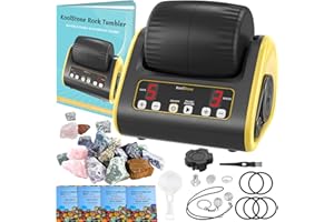 KoolStone C3 Rock Tumbler Kit - Hobby Edition for Beginner, Adjustable Timer & Speed with Full Accessories & Memory Function, Ideal for Kids Adults