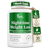 Nighttime Fat Burner for Women, Weight Loss &amp; Appetite Suppressant, 30 Ct | Night-Time Formula, Supports Sleep &amp; Relaxation, Boosts Metabolism, Diet Pills, Fat Burners for Women &amp; Men