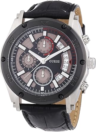 Guess Vortex W16570G1 - Reloj de Caballero de Cuarzo, Correa de Piel Color Negro