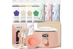 KOTAMU Wax Warmer, Waxing Kit for Women Men Hair Removal, Digital Waxing Machine for Face Eyebrow Bikini Brazilian Leg Body &Sensitive Skin, Pink Wax Kit With 44 Accessories for Home Salon Use