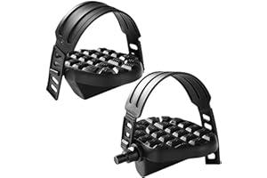 Spinning Pedal,1 Pair Exercise Bike Pedals, Spin Bike Pedal Replacement with Strap, 9/16 inch Spindle, Exercise Parts Station