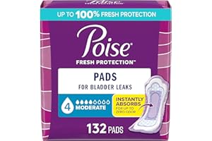 Poise Incontinence & Postpartum Pads for Bladder Leaks, 4 Drop Moderate Absorbency, Regular Length, 132 Count, Packaging May Vary