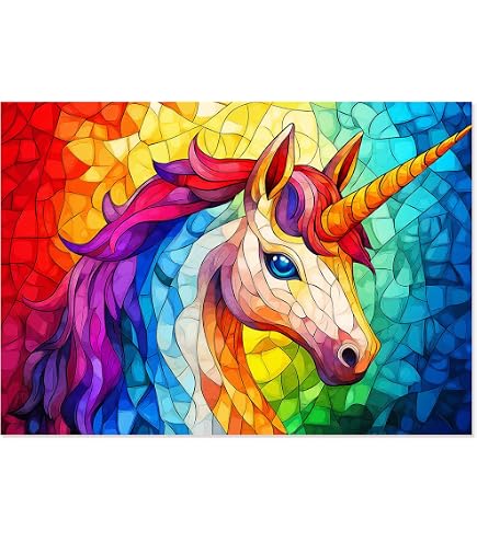 500-Piece Glitter Unicorn Forest Girl Puzzle – Magical Jigsaw For Adults With Poster - View #9