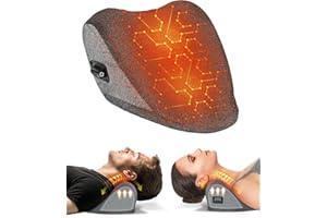 BETOVIN Heated Neck Stretcher for Pain Relief - Neck and Shoulder Relaxer Graphene Heated Cervical Traction Device Neck Pillow Corrector Chiropractic for TMJ Pain Relief and Cervical Spine Alignment Grey