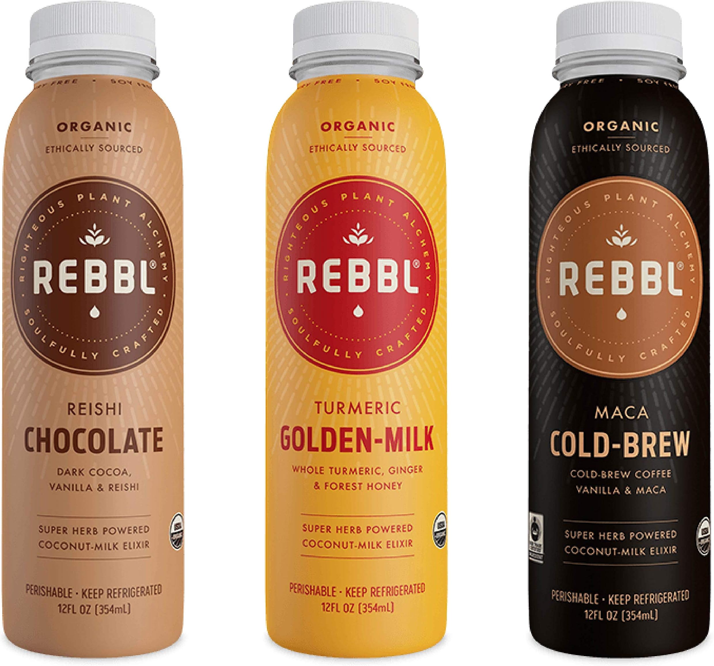 Rebbl Super Herb Powered Coconut-Milk Elixir Variety Pack, 2 of each Flavor (6 Pack)