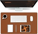 K KNODEL Small Office Desk Pad 60x35cm PVC Leather Dual-Sided Brown