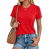 MAGCOMSEN Cotton Short Sleeve Shirts for Women Crew Neck T Shirts UPF50+ Trendy Casual Summer Tops Basic Tee