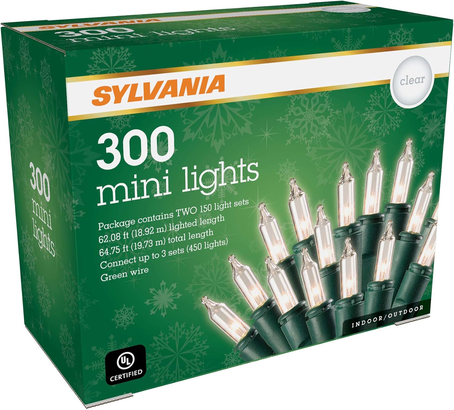 String Lights - SYLVANIA Mini Christmas Lights, 1 Count (Pack of 1), Clear
