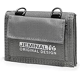 JEMINAL Lanyard Trifold Wallet for Men Nylon Wallet with Multiple Card Slots and ID Window Light Grey