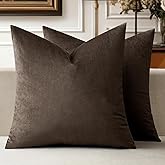 MIULEE Velvet Throw Pillow Covers 18x18 Inch, Pack of 2 - Coffee, Super Soft Decorative Square Cushion Cases Modern Luxury Home Decor for Sofa,Couch,Bed,Chair