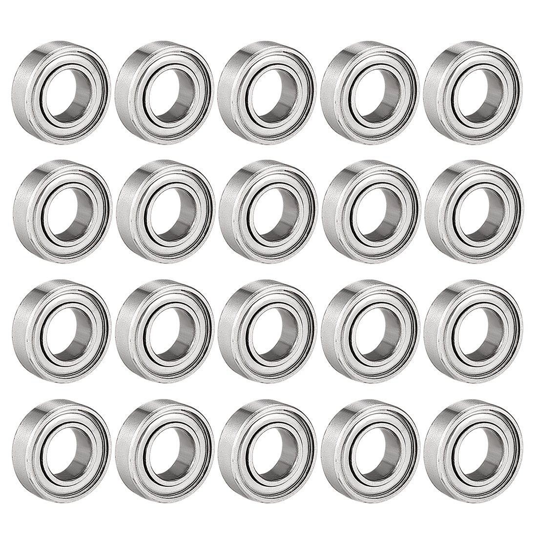sourcing map 688ZZ Ball Bearing 8mm x 16mm x 5mm Double Shielded 688-2Z 2080088 Deep Groove Bearings, Carbon Steel (Pack of 20)