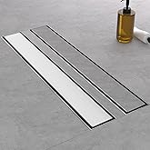 EBYTE Linear Shower Drain, 24 Inch Brushed Nickel 304 Stainless Steel Shower Drain with Tile Insert Panels, Long Rectangle Shower Floor Drain with Adjustable Feet, Hair Catcher, Fits Bathroom, Balcony