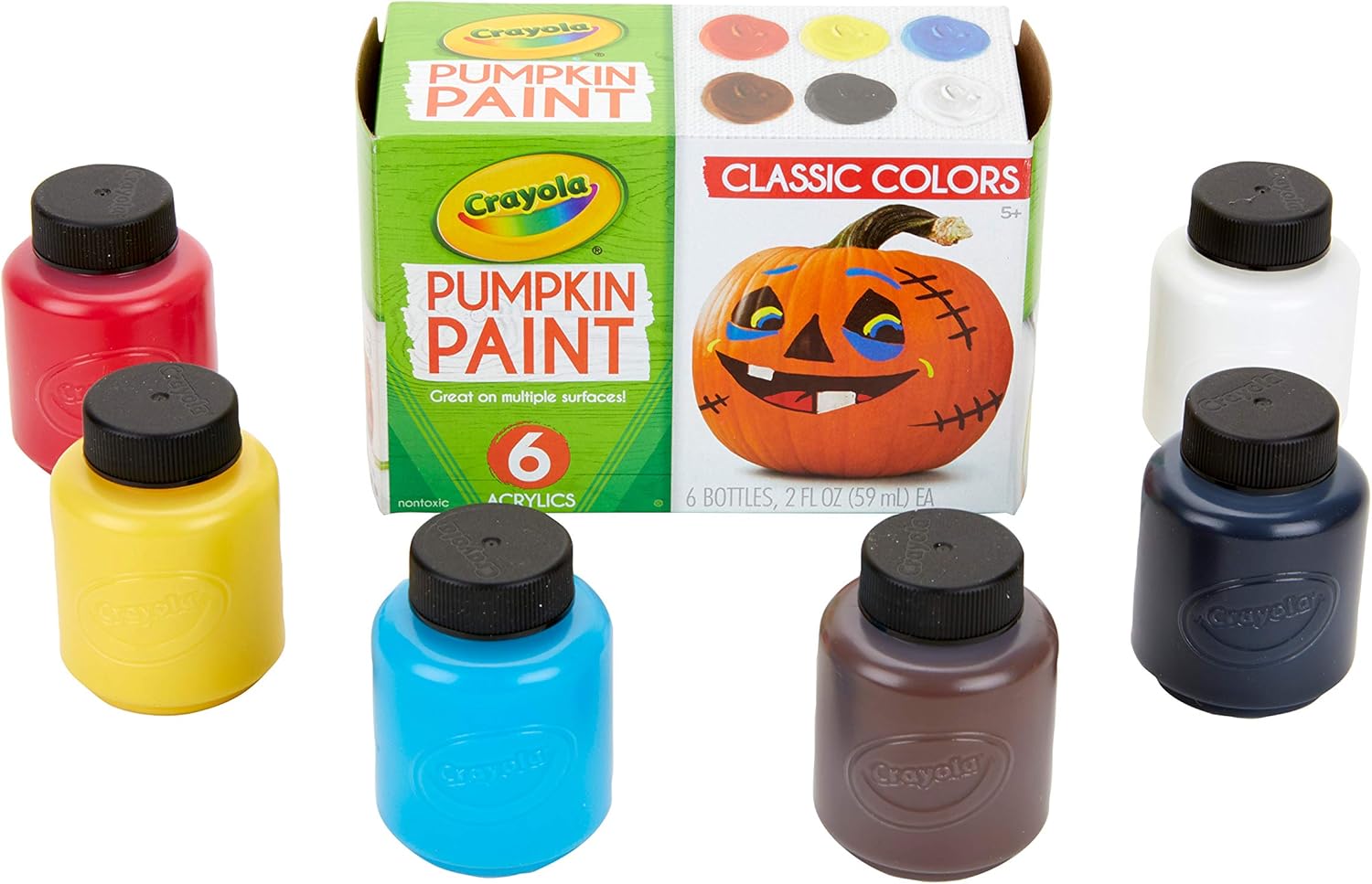 Crayola Pumpkin Paint Kit, Acrylic Paints in Classic Colors, Halloween Decorations, 6Count: Toys & Games