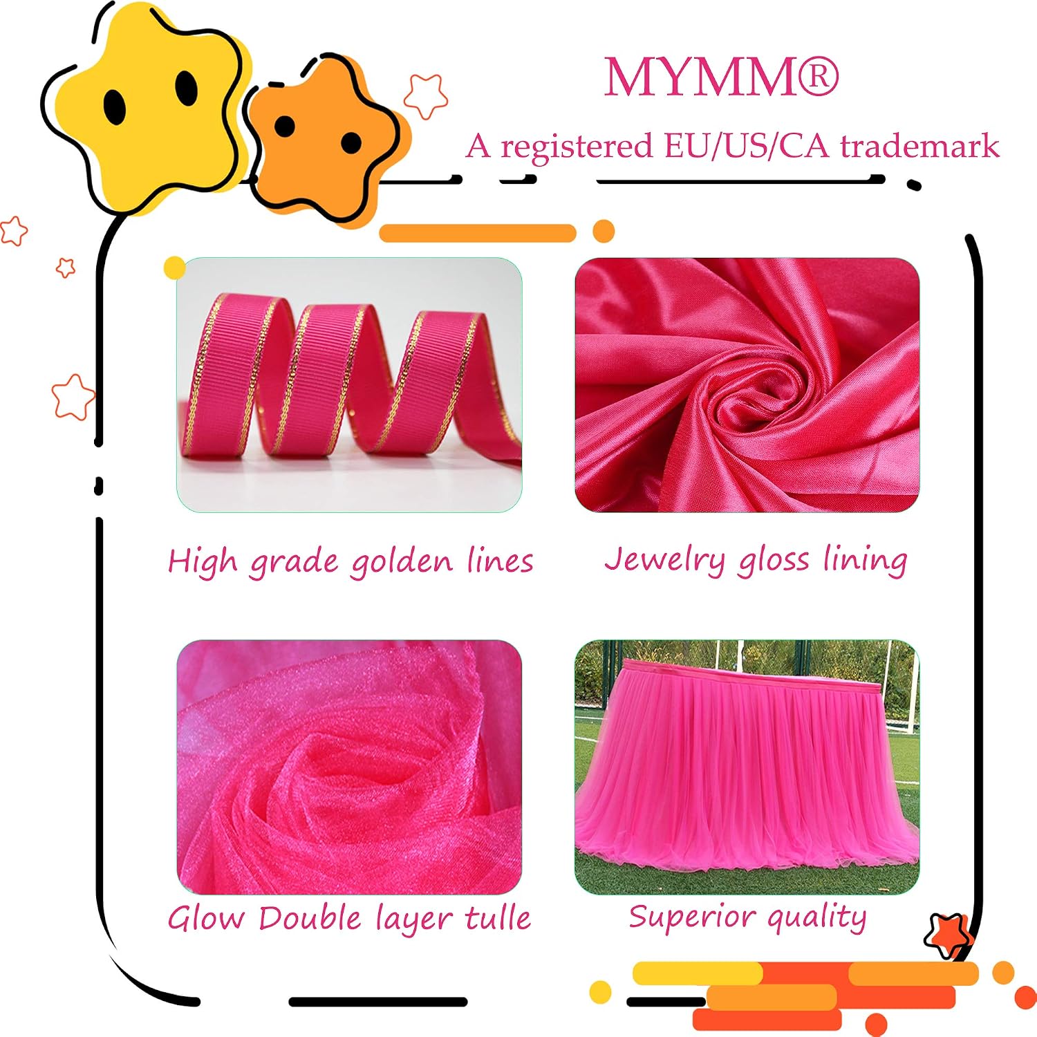 MYMM 14ft / 426cm Red Table Skirt, Romantic Tulle desk gauze, Table Decoration, Snowflake Wonderland Tutu Table Cloth - Image 4
