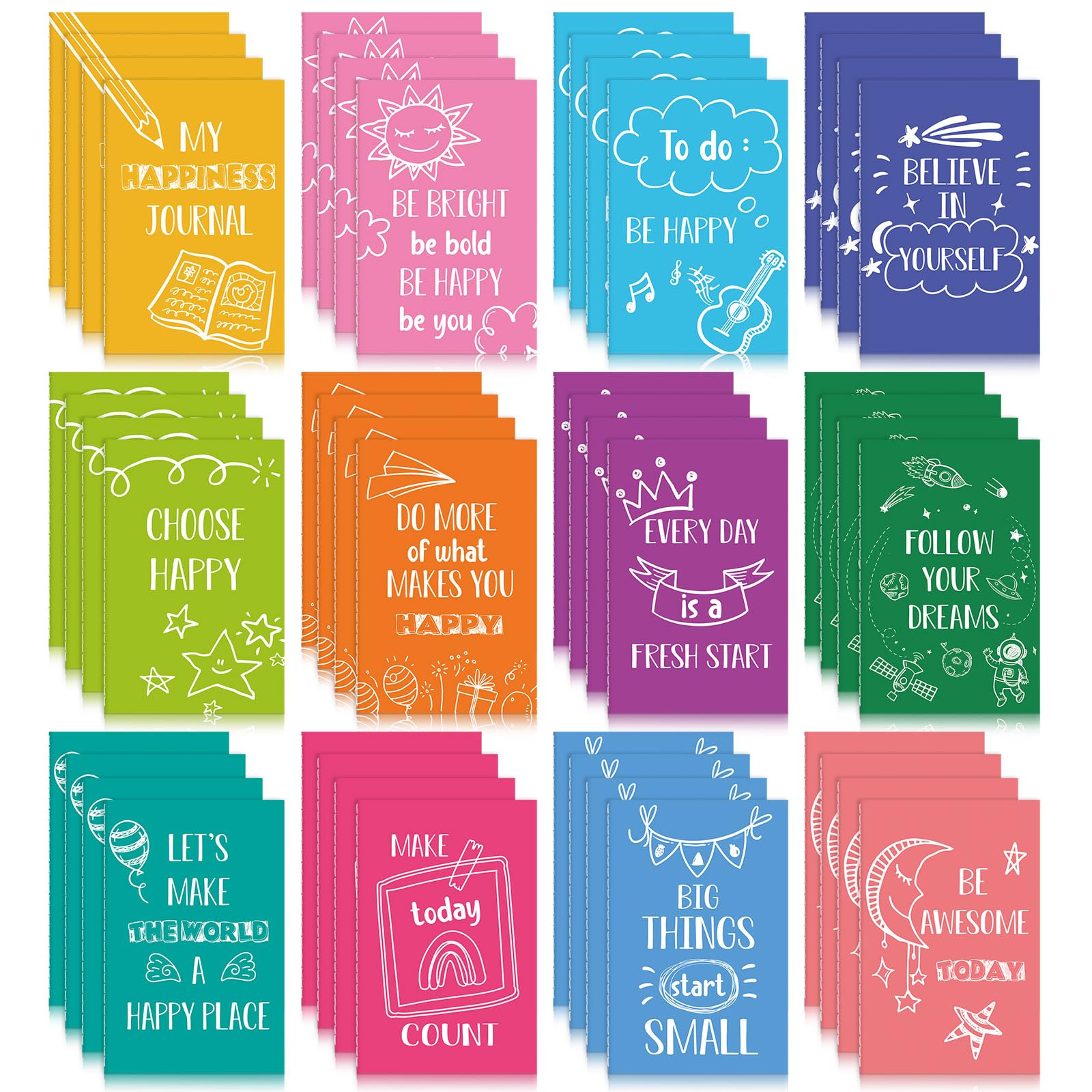 Zonon 48 Pcs Mini Notebooks Bulk for Party Favors Small Lined Notepads Bulk Pocket Notepad Mini Notebook Gift Colorful Small Journal Onboarding Gift for Teacher Office Coworker