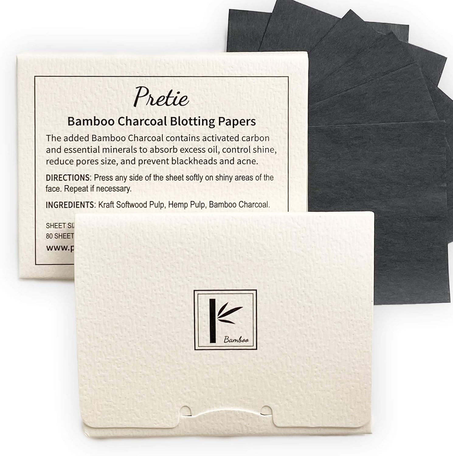 2 Pack of Pretie Asian Bamboo Charcoal Extra Thick Super Absorbent Facial Blotting Paper/Oil Absorbing Sheets (160 sheets in total). Pop-up Inter-folded sheets. : Beauty